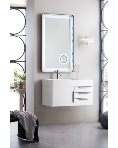 James Martin Columbia (single) 35.5-Inch Glossy White [Brushed Nickel] Wall-Mount Vanity - 983-V36-W-GW-N
