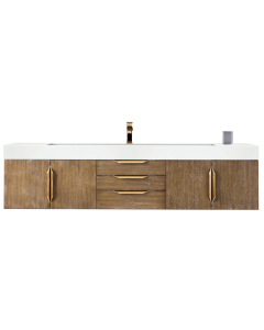 James Martin Columbia (single) 72.5-Inch Latte Oak [Radiant Gold] Wall-Mount Vanity - 983-V72S-W-LO-G