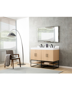 Pinesdale Exclusive (double) 48-Inch Oak Bathroom Vanity With Top/Sinks & Mirror