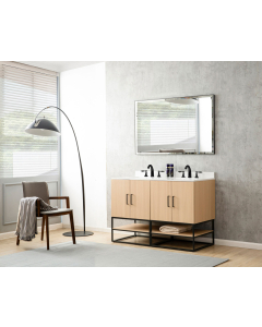 Pinesdale (double) 48-Inch Oak Bathroom Vanity With Cultured Marble Top/Sinks & Mirror