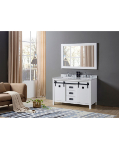 Calistoga (double) 48-Inch White Bathroom Vanity With Top/Sinks & Mirror