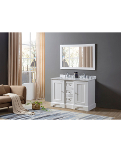 Amador (double) 48-Inch White Bathroom Vanity With Top/Sinks & Mirror