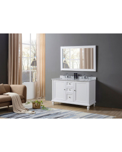 Artesia (double) 48-Inch White Bathroom Vanity With Top/Sinks & Mirror