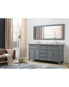 Hesperia (double) 70-Inch Gray Bathroom Vanity With Top/Sinks & Mirror