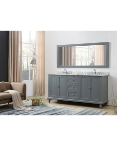 Artesia (double) 70-Inch Gray Bathroom Vanity With Top/Sinks & Mirror