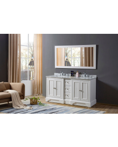 Amador (double) 60-Inch White Bathroom Vanity With Top/Sinks & Mirror
