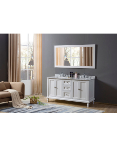 Artesia (double) 60-Inch White Bathroom Vanity With Top/Sinks & Mirror