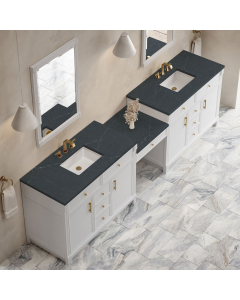James Martin Bellshire (double) 120-Inch Bright White Vanity with Charcoal Soapstone Quartz Top - 660-VMC120-BW-3CSP