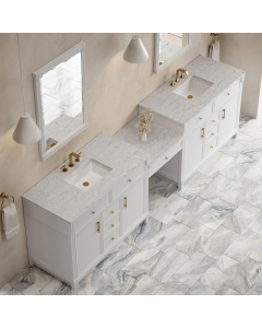 James Martin Bellshire (double) 120-Inch Bright White Vanity with Eternal Jasmine Pearl Quartz Top - 660-VMC120-BW-3EJP