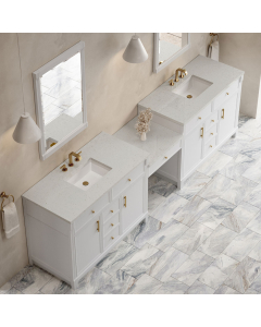 James Martin Bellshire (double) 120-Inch Bright White Vanity with Lime Delight Quartz Top - 660-VMC120-BW-3LDL