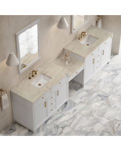 James Martin Bellshire (double) 120-Inch Bright White Vanity with Eclos Tajnar Engineered Top - 660-VMC120-BW-3TJR
