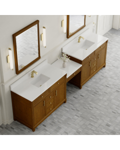 James Martin Bellshire (double) 120-Inch Honey Oak Vanity with 1-Hole White Zeus Quartz Top - 660-VMC120-HNO-1WZ