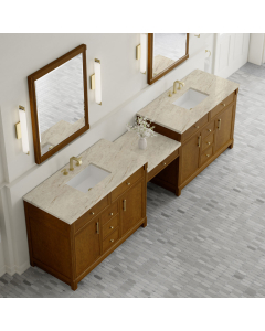 James Martin Bellshire (double) 120-Inch Honey Oak Vanity with Eclos Tajnar Engineered Top - 660-VMC120-HNO-3TJR