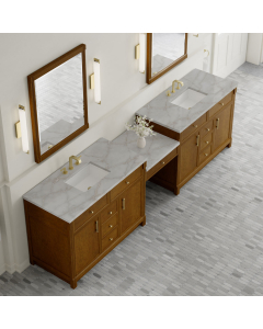 James Martin Bellshire (double) 120-Inch Honey Oak Vanity with Victorian Silver Quartz Top - 660-VMC120-HNO-3VSL