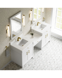 James Martin Bellshire (double) 84-Inch Bright White Vanity with 1-Hole White Zeus Quartz Top - 660-VMC84-BW-1WZ