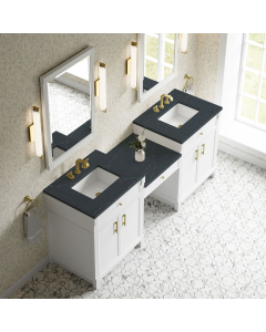 James Martin Bellshire (double) 84-Inch Bright White Vanity with Charcoal Soapstone Quartz Top - 660-VMC84-BW-3CSP