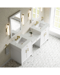 James Martin Bellshire (double) 84-Inch Bright White Vanity with Ethereal Noctis Quartz Top - 660-VMC84-BW-3ENC
