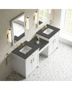 James Martin Bellshire (double) 84-Inch Bright White Vanity with Parisien Bleu Quartz Top - 660-VMC84-BW-3PBL
