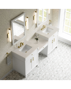 James Martin Bellshire (double) 84-Inch Bright White Vanity with Siberian Quartz Top - 660-VMC84-BW-3SFR