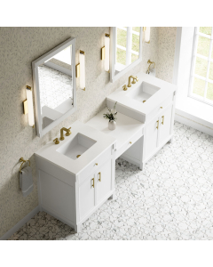 James Martin Bellshire (double) 84-Inch Bright White Vanity with 3-Hole White Zeus Quartz Top - 660-VMC84-BW-3WZ