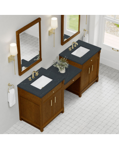 James Martin Bellshire (double) 84-Inch Honey Oak Vanity with Charcoal Soapstone Quartz Top - 660-VMC84-HNO-3CSP