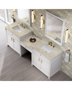 James Martin Bellshire (double) 96-Inch Bright White Vanity with Eclos Tajnar Engineered Top - 660-VMC96-BW-3TJR
