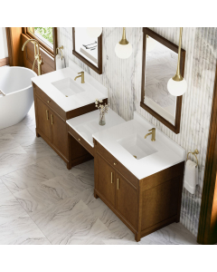 James Martin Bellshire (double) 96-Inch Honey Oak Vanity with 1-Hole White Zeus Quartz Top - 660-VMC96-HNO-1WZ