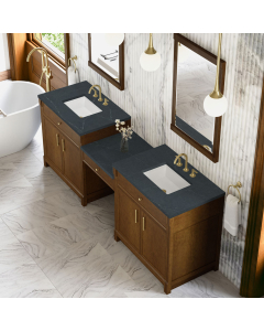 James Martin Bellshire (double) 96-Inch Honey Oak Vanity with Charcoal Soapstone Quartz Top - 660-VMC96-HNO-3CSP