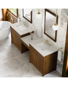 James Martin Bellshire (double) 96-Inch Honey Oak Vanity with Siberian Quartz Top - 660-VMC96-HNO-3SFR