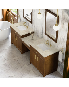 James Martin Bellshire (double) 96-Inch Honey Oak Vanity with Eclos Tajnar Engineered Top - 660-VMC96-HNO-3TJR