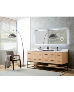 Pinesdale (double) 72-Inch Oak Bathroom Vanity With Top/Sinks & LED Mirror
