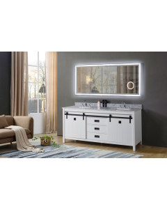 Calistoga (double) 72-Inch White Bathroom Vanity With Top/Sinks & LED Mirror