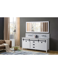 Calistoga Premium (double) 72-Inch White Bathroom Vanity With Top/Sinks & Mirror