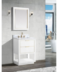 Avanity Allie (single) 25-Inch White Vanity With Gold Trim - ALLIE-V24-WTG