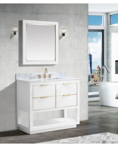 Avanity Allie (single) 37-Inch White Vanity With Gold Trim - ALLIE-V36-WTG