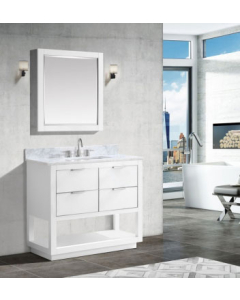 Avanity Allie (single) 37-Inch White Vanity With Silver Trim - ALLIE-V36-WTS