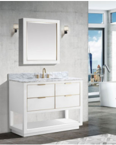 Avanity Allie (single) 43-Inch White Vanity With Gold Trim - ALLIE-V42-WTG