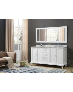 Artesia (double) 70-Inch White Bathroom Vanity With Top/Sinks & Mirror