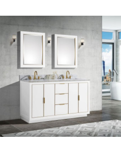 Avanity Austen (double) 61-Inch White Vanity Cabinet With Gold Trim - AUSTEN-V60-WTG