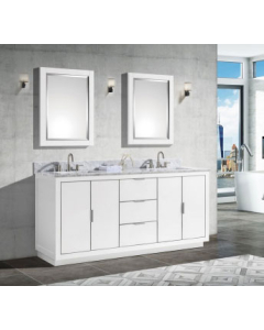 Avanity Austen (double) 73-Inch White Vanity With Silver Trim - AUSTEN-V72-WTS