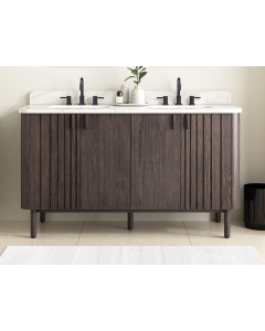 Avanity Blakely (double) 61-Inch Brown Oak Vanity Cabinet with Countertop/Sinks