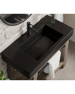 James Martin (single) 35.875-inch Black Matte Composite Stone Integrated Countertop/Sink
