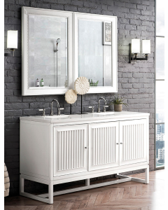 James Martin Athens (double) 59.88-Inch Glossy White Vanity Cabinet - E645-V60D-GW