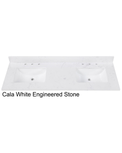 Avanity EUT61CW-RS (double) 61-inch Cala White Engineered Stone Countertop & Rectangular Sinks