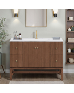 Avanity Kenzo (single) 47.2-Inch Walnut Vanity Cabinet w/ Countertop