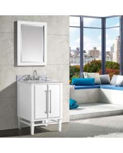 Avanity Mason (single) 25-Inch White Vanity with Silver Trim - MASON-V24-WTS