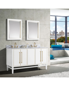 Avanity Mason (double) 61-Inch White Vanity With Gold Trim - MASON-V60-WTG
