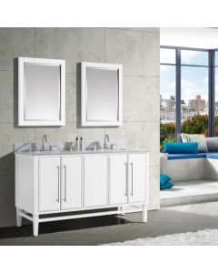Avanity Mason (double) 61-Inch White Vanity With Silver Trim - MASON-V60-WTS