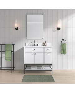 Avanity Paisley (single) 36-Inch White Vanity Cabinet w/ Countertop