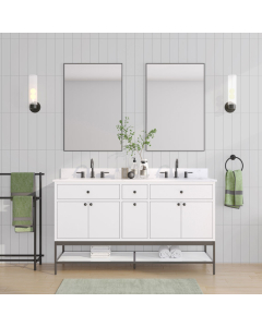 Avanity Paisley (double) 60-Inch White Vanity Cabinet w/ Countertop